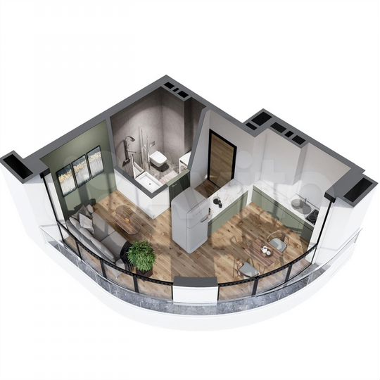 1-к. апартаменты, 32,4 м², 2/8 эт.