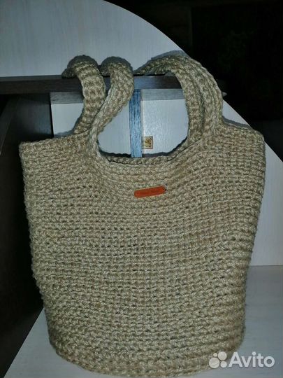 Cумка из джута ручной вязки
