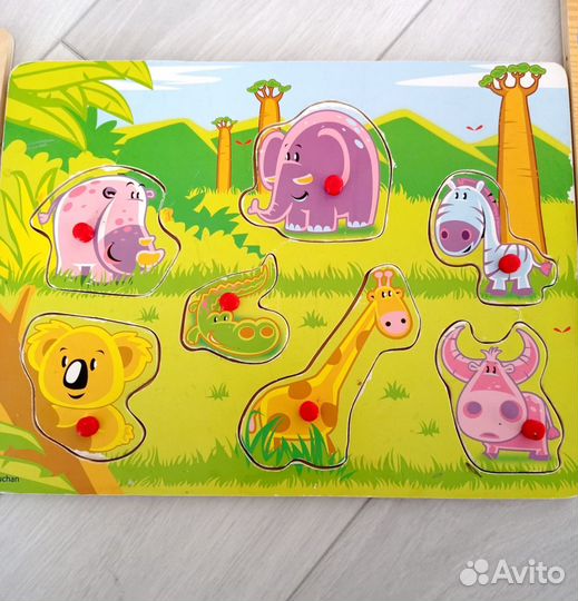 Развивающие деревянные игрушки, пазлы,пирамида