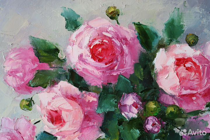 Картина маслом Пионы Цветы 40х50см