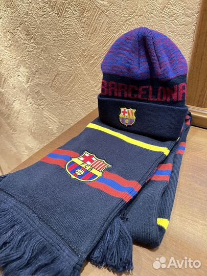 Комплект шапка и шарф FC Barcelona