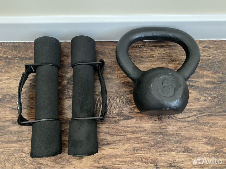 Гиря 6 кг и гантели по 2 кг