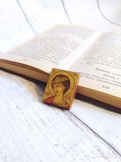 Рукописная дорожная икона Георгия Победонносца