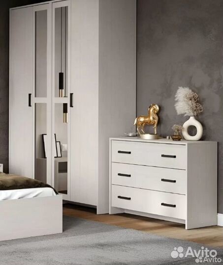 Комод 3 ящика белый мсп 1