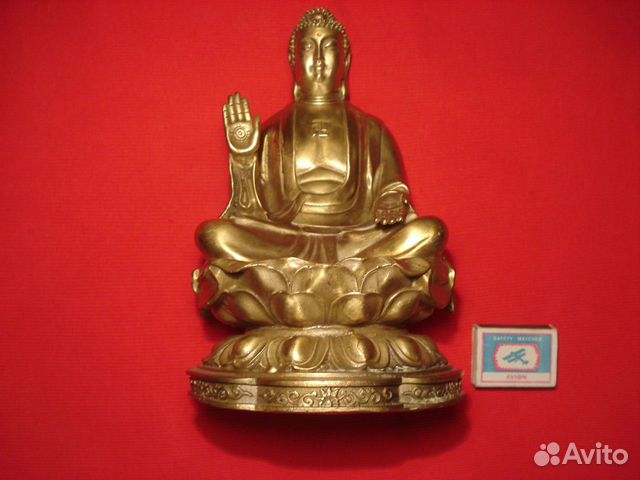 Большая Статуэтка Золотой Будда 29 см Индия Бронза
