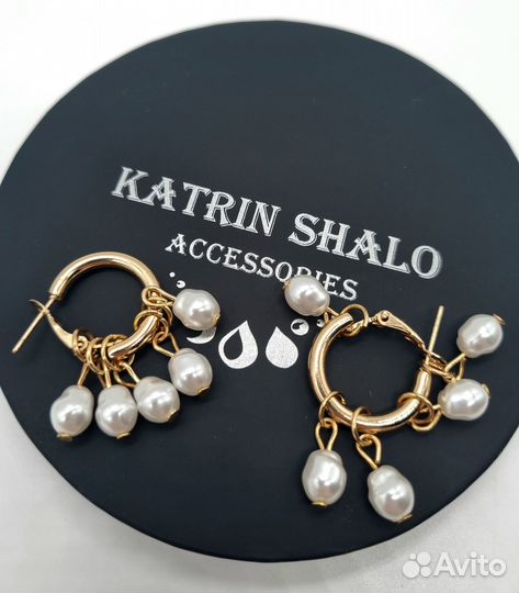 Серьги-кольца с жемчужинами