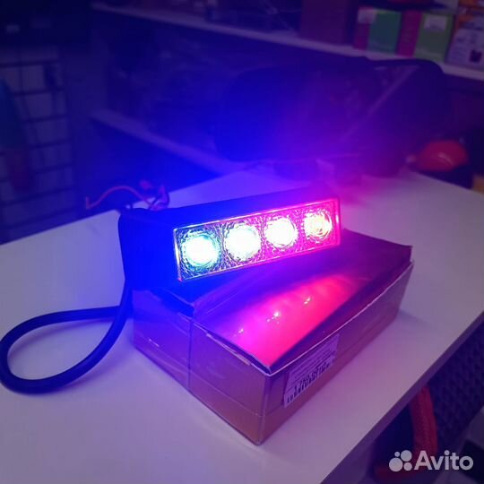 Красно-синий стробоскоп 8LED пара 2шт