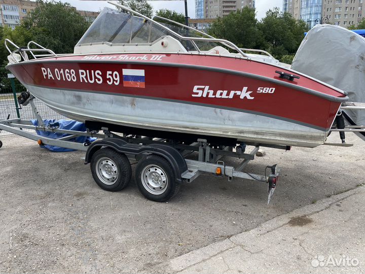 Silver shark 580+yamaha 100+ трейлер 2осный с птс