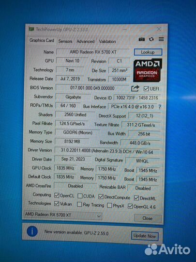Видеокарта PCI-E Gigabyte AMD Radeon RX 5700 XT ao