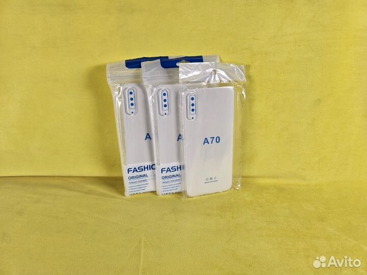 Чехол силиконовый-прозрачный (Samsung A70)