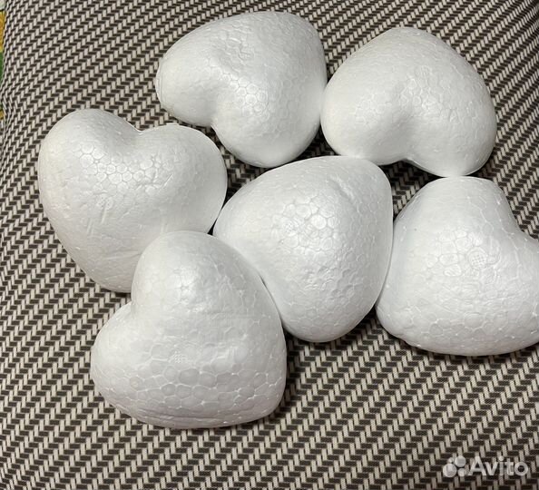 Сердца пенопласт новые 6 шт