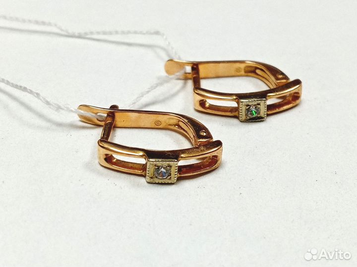 Золотые серьги с фианитами