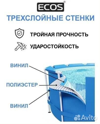 Бассейн каркасный круглый Ecos 305х76 см, 4383литр