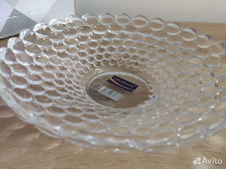 Изумительное стеклянное блюдо для сервировки новое