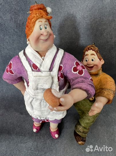 Карлсон и Фрекен Бок ёлочные ватные игрушки