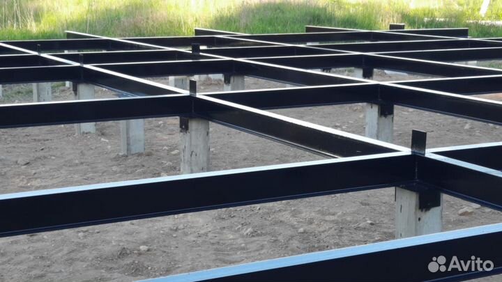 Фундамент на сваях с монтажом, на ж/б сваях