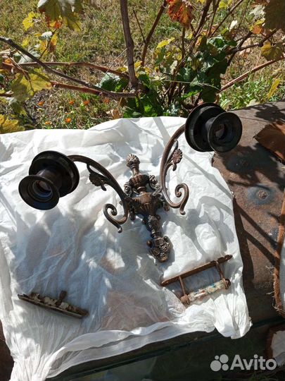 Люстра потолочная бу СССР и бра старинные медные