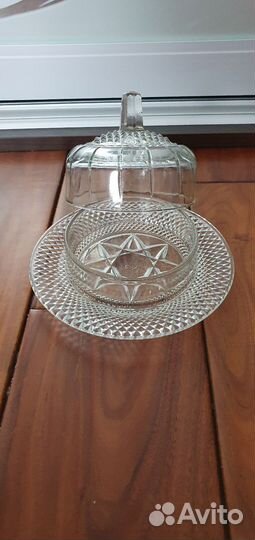 Винтажная масленка (икорница) стеклянная СССР