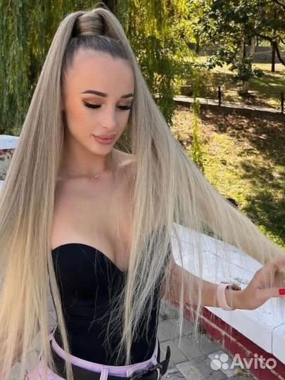 Хвост на резинке, накладной хвост, шиньон, коса