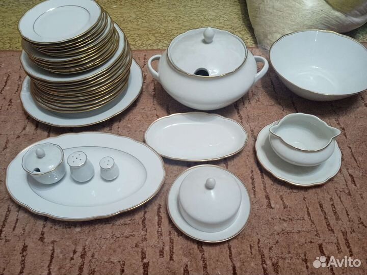 Сервиз столовый розовая роза 1951 год 3 вида