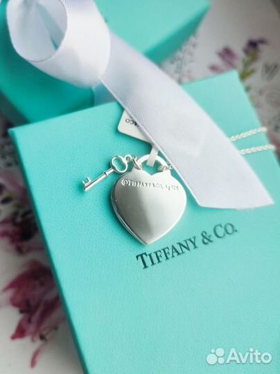 Кулон Tiffany с серебряным ключиком и мешочек