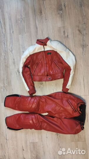 Мотокомбинезон женский раздельный кожаный