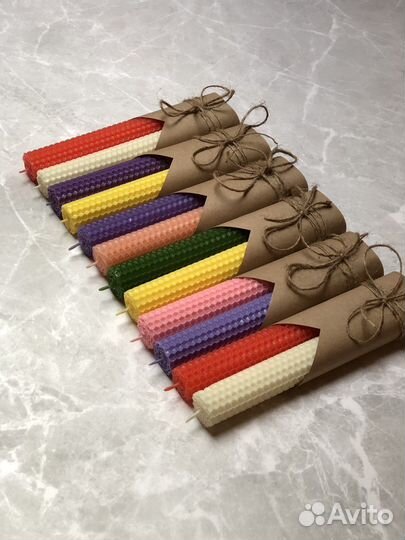 Свечи разноцветные из натуральной вощины набор