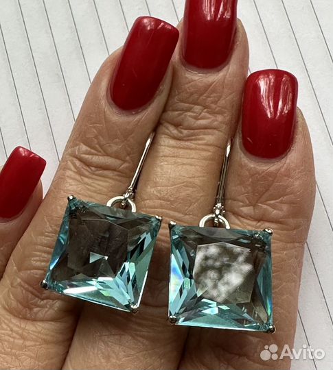 Серебряные серьги с аквамарином