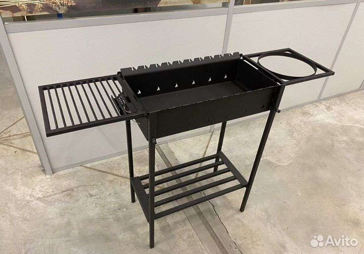 Мангал с решоткой, подказанником, дровницей