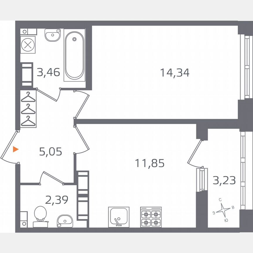 1-к. квартира, 38,7 м², 15/16 эт.
