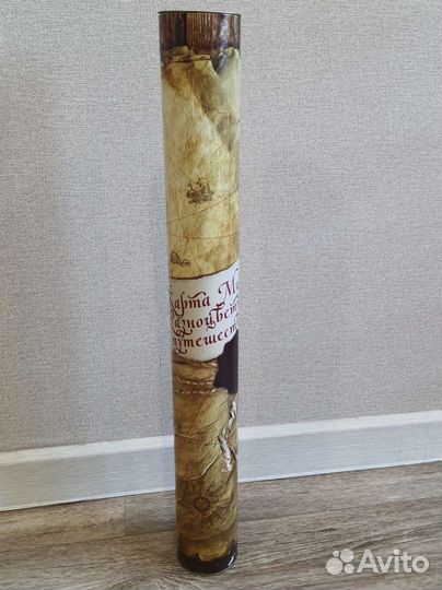 Скретч-карта мира декоративная, в тубусе