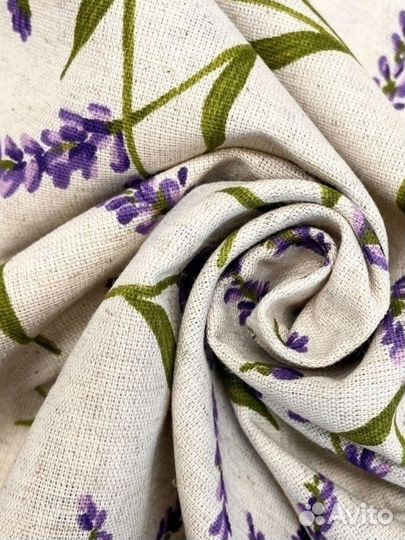 Ткань полулен прованс с лавандой