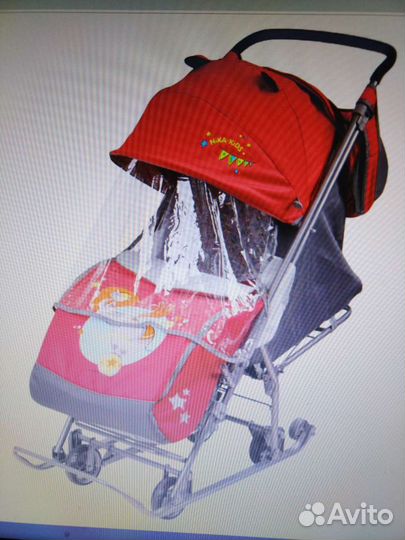 Детские санки коляска с колесами