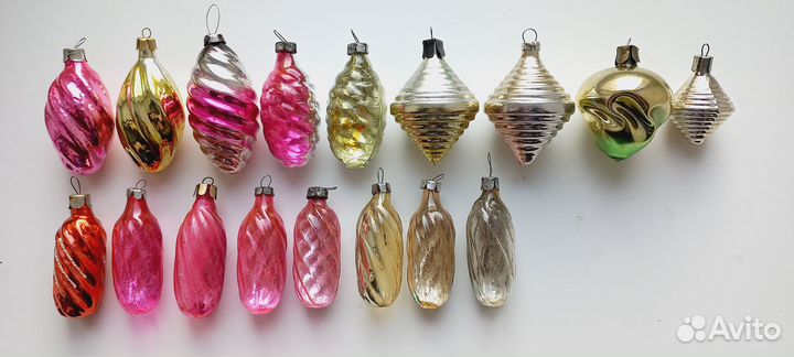 Подвески овальные рельфные елочные игрушки СССР