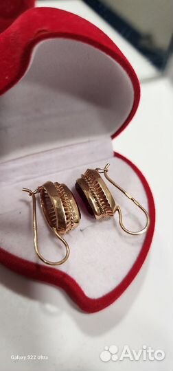 Золотые серьги СССР 583, 9.65гр
