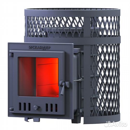 Чугунная печь для бани Искандер 18 (М) в сетке