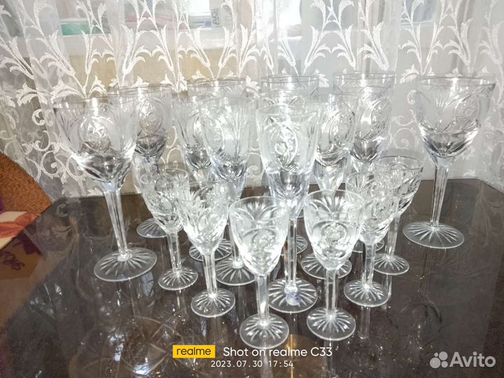 Хрустальные фужеры бокалы стаканы кувшин наборы