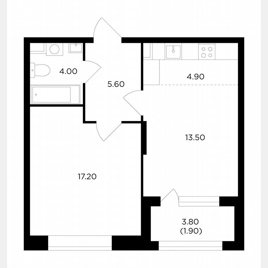 1-к. квартира, 44 м², 15/16 эт.