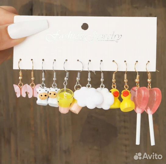 Мультяшные серёжки детские бижутерия для девочки