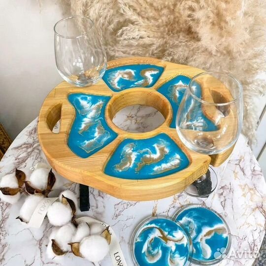 Подарочный набор с винницей из эпоксидной смолы на