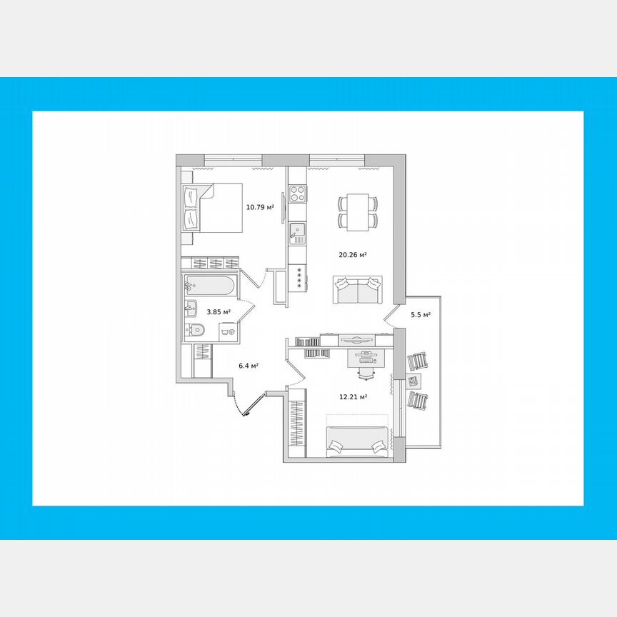 2-к. квартира, 59 м², 2/16 эт.