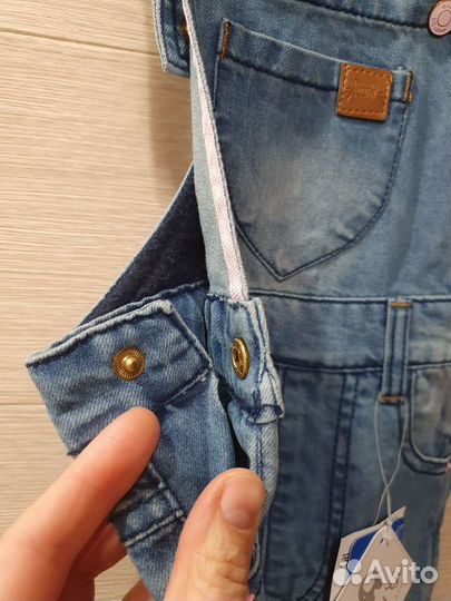 Полукомбинезон для девочки джинсовый утепленный