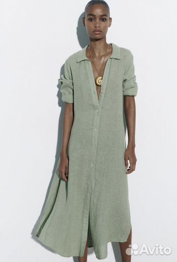 Льняная туника Zara (M) новая с бирками