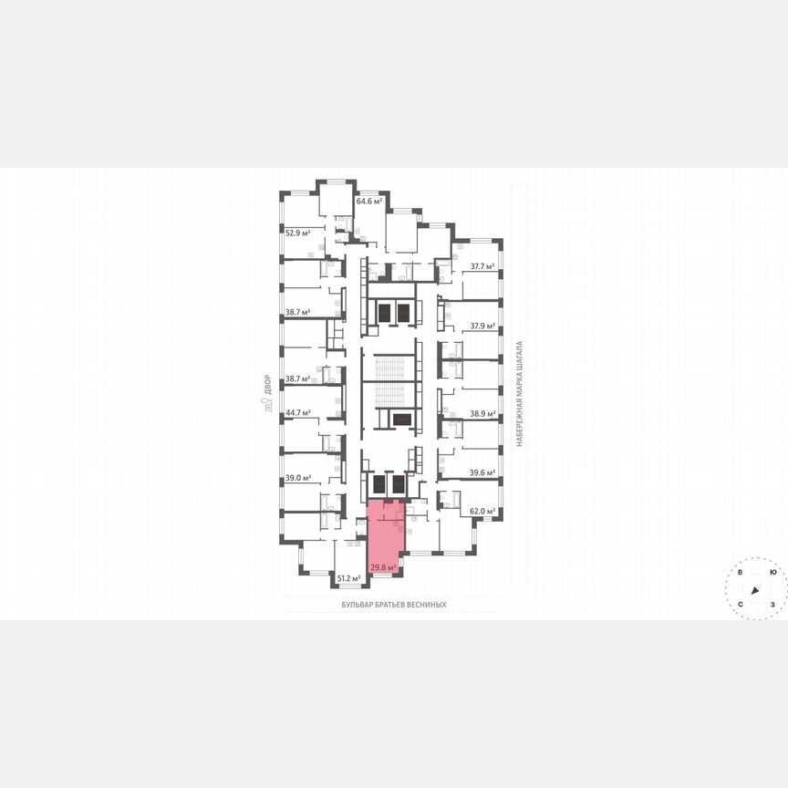 Квартира-студия, 29,8 м², 23/43 эт.