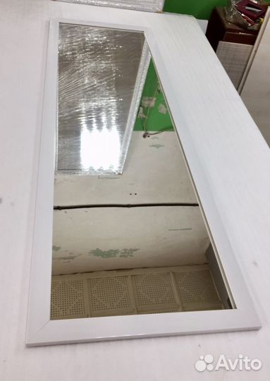 Зеркало 140x46см. в багете белый глянец