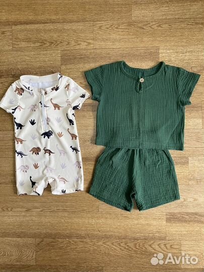 Купальный костюм и муслиновый костюм 68-74