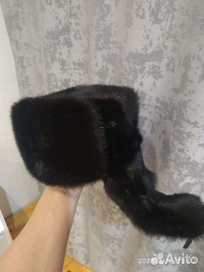 Мужская шапка ушанка мех норки