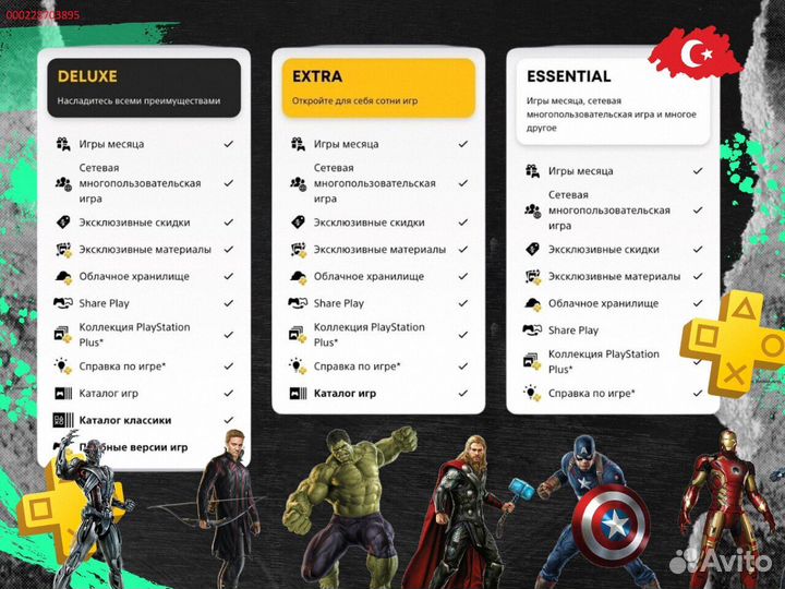 Подписка ps plus Delux+ EA play Турция (Арт.30617)