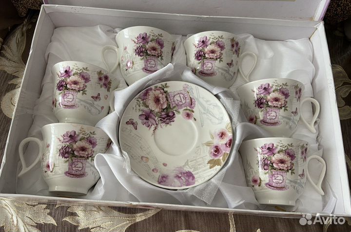 Чашка с блюдцем набор 6 штук