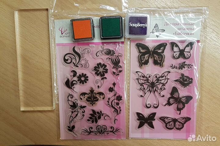 Штампы+акрил. блок +штамп.подушки для скрапбукинга